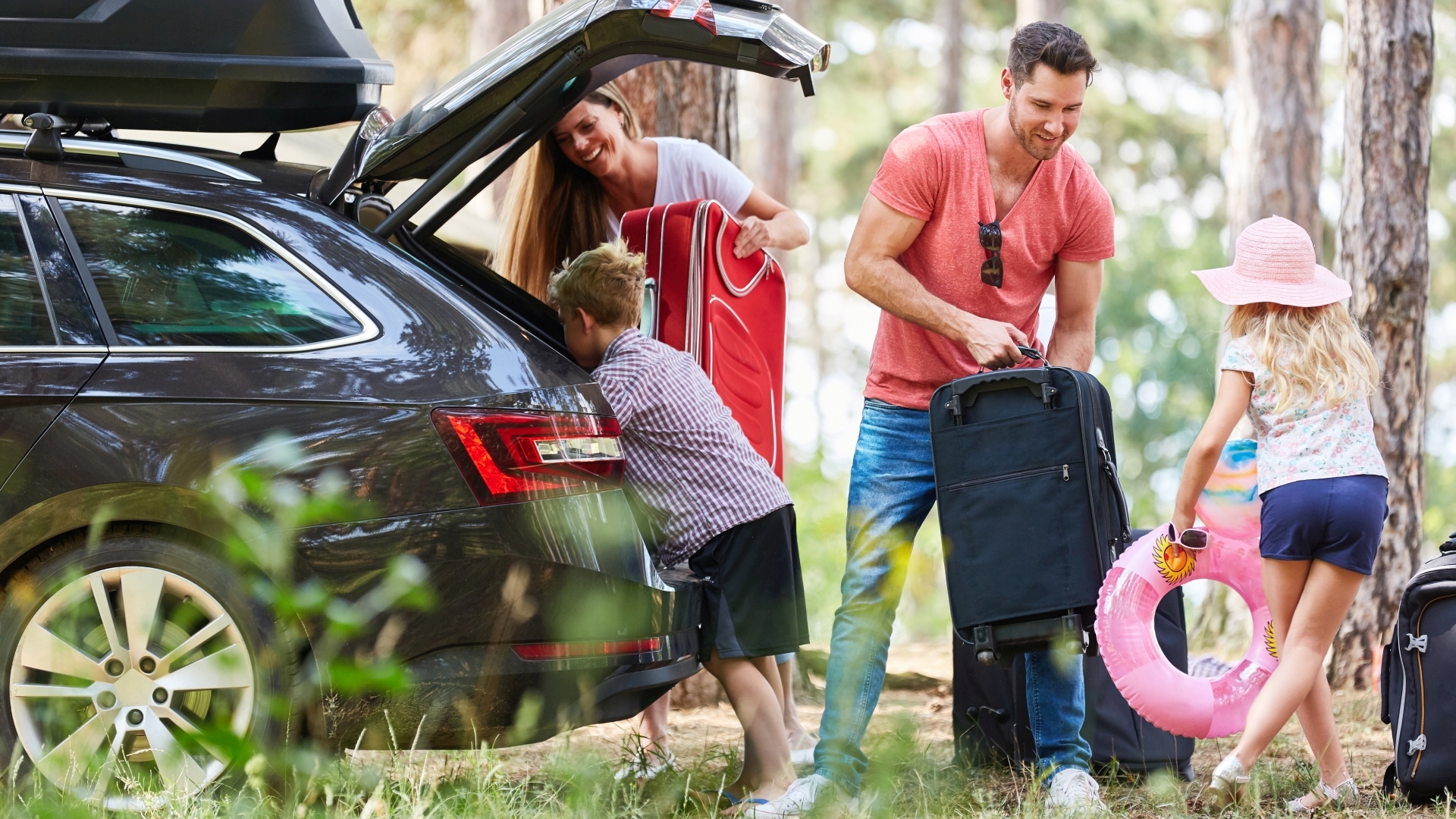 Family luggage vacation