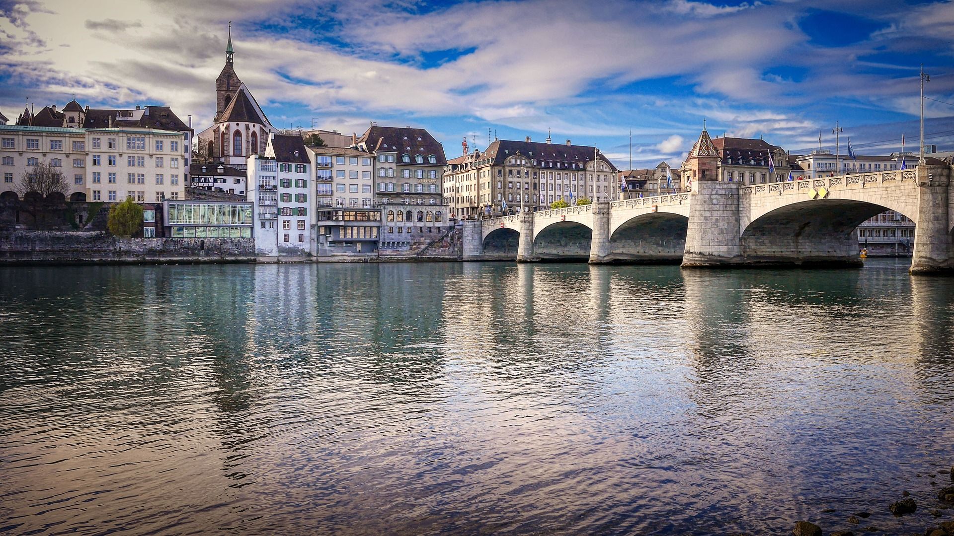 Basel bridge over the river rhine