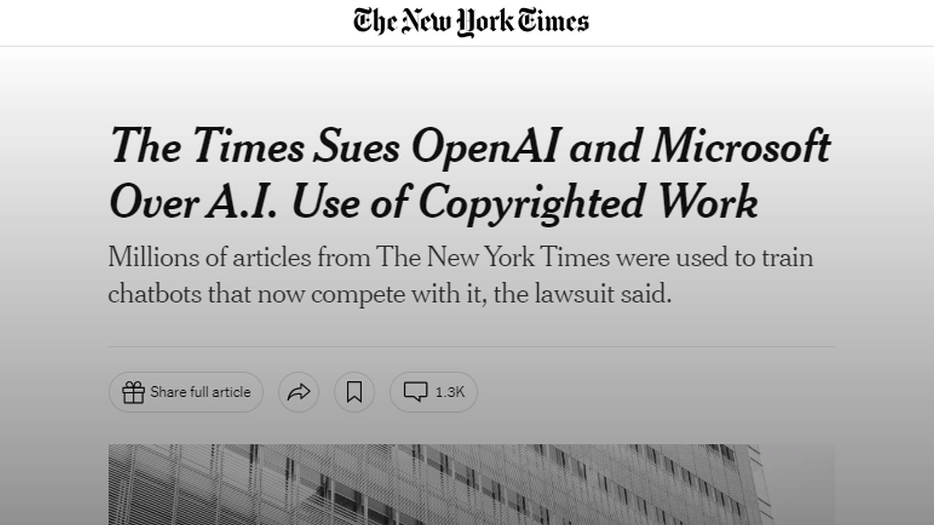 NYT Screenshot - OpenAI Lawsuit