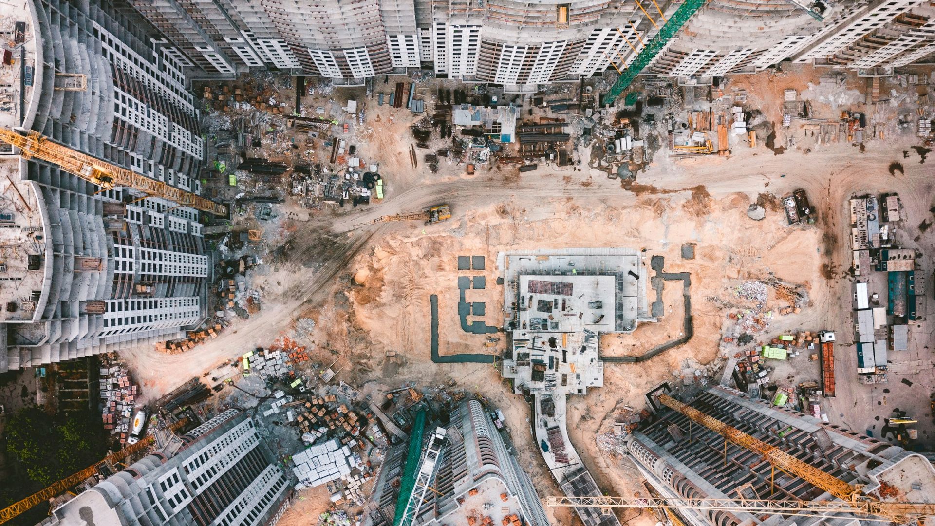 Construction site, aerial view