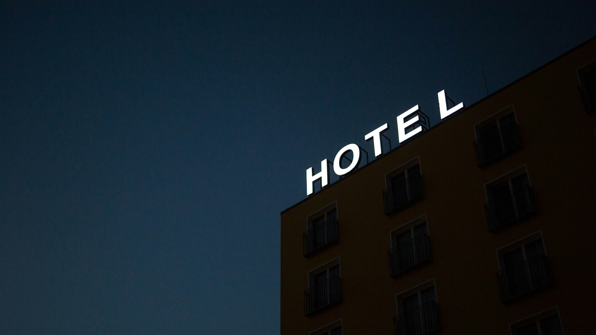 Hotel - Logo on Roof at Night