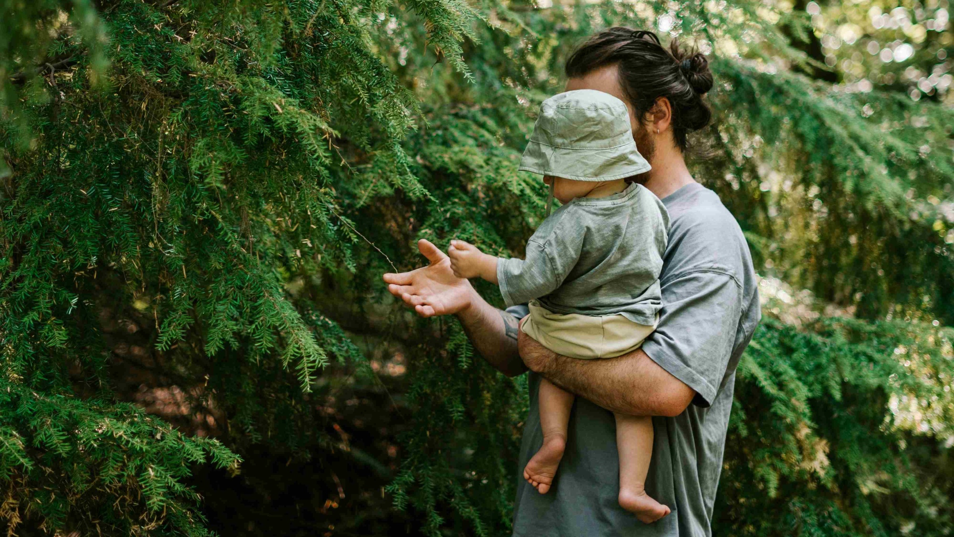 Men and child in nature