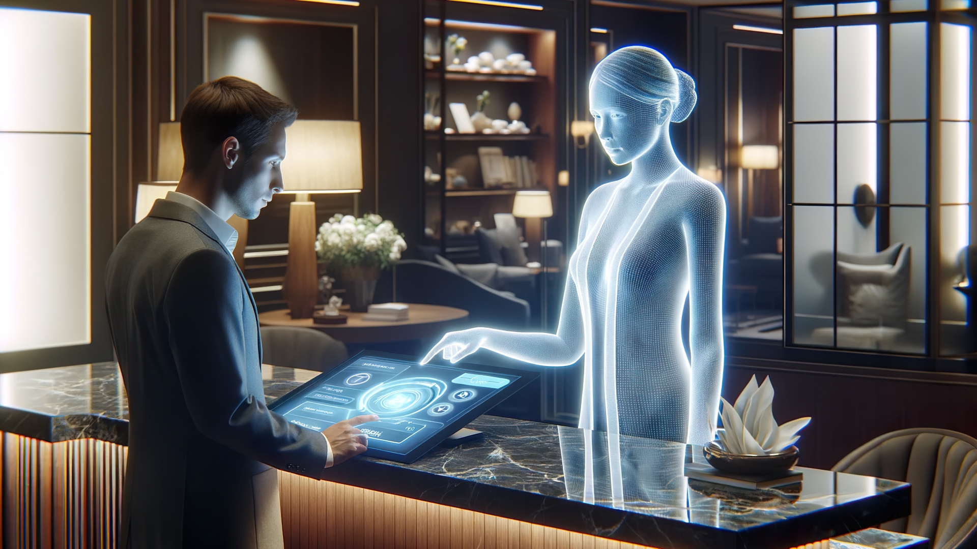 Ghosting: Female Hologram and Receptionist