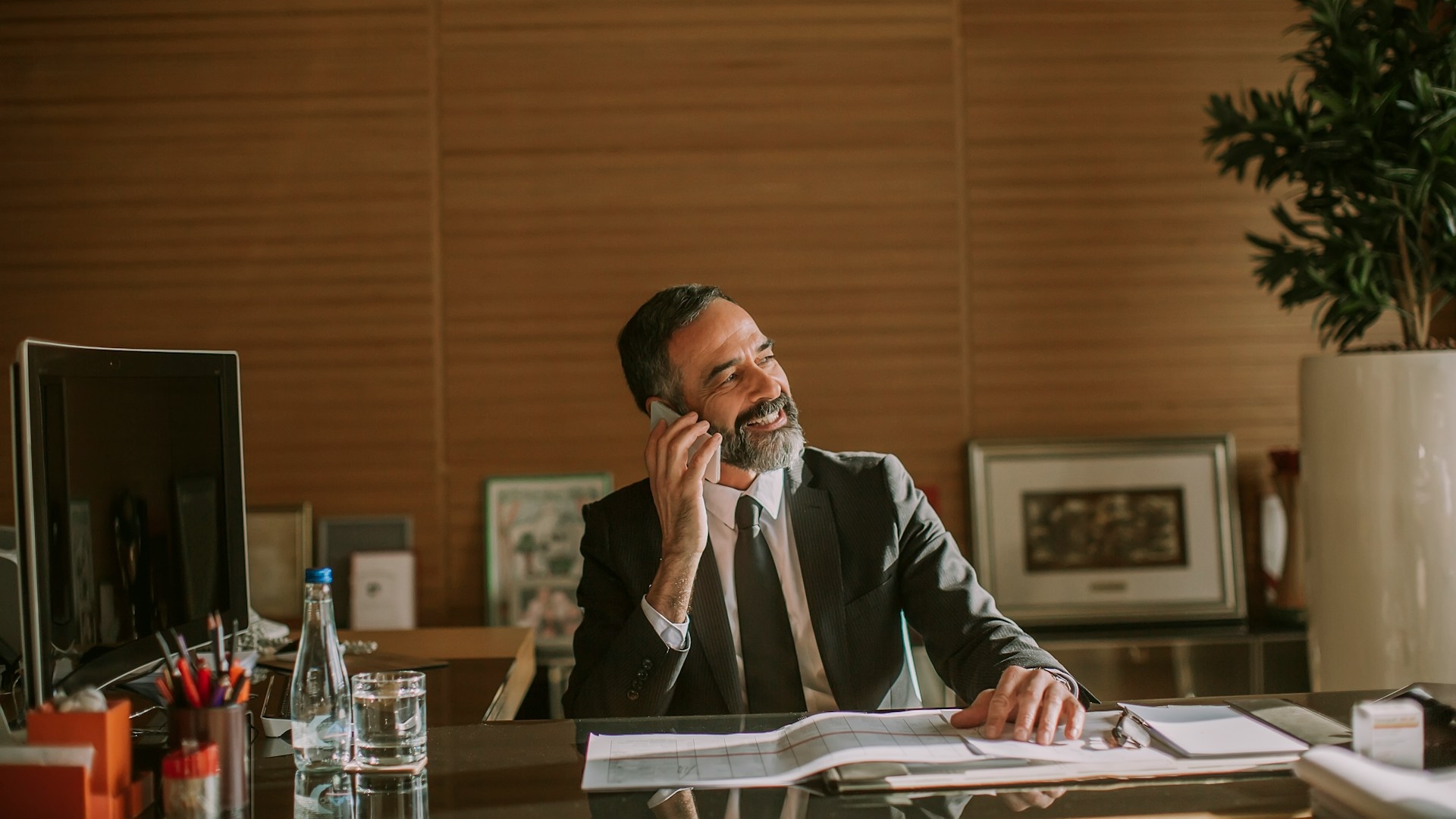 Manager in his office